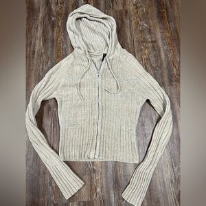 Y2K cream zip up hoodie Size M